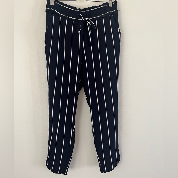Zara Trf collection dressy jogger pants Size medium. Navy blue and white striped - Picture 1 of 2